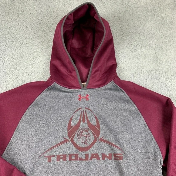 USC Trojans Hoodie Mens Large Grey Cardinal Under Armour Storm Pocket Sweatshirt - Picture 2 of 11